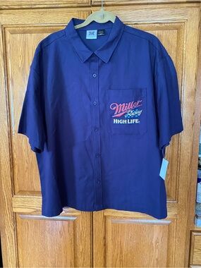 Miller High Life Navy Short-Sleeve Button-Down Shirt